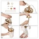 preview thumbnail 16 of 15, Alisar Mid-century Modern Gold Mini Pendant Light French Country Distressed White Wood Beads for Kitchen Island