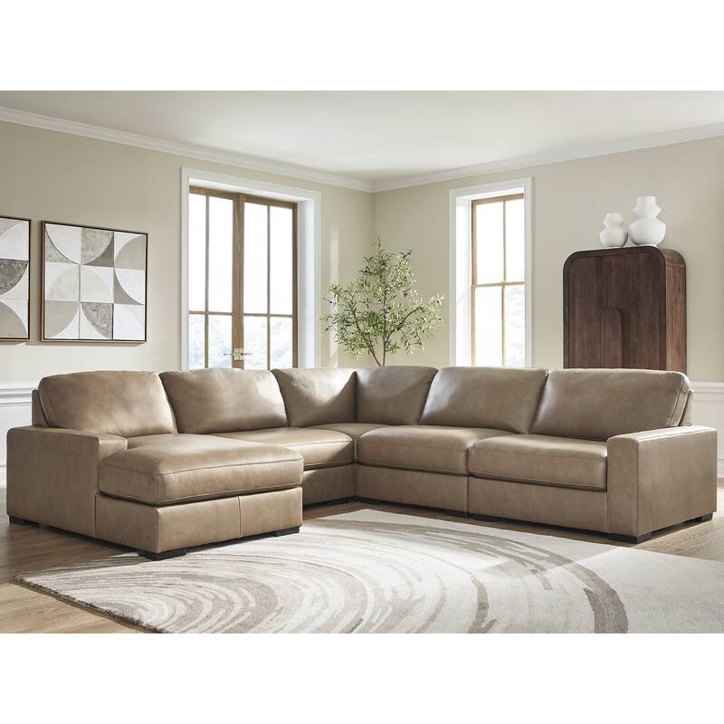 Signature Design by Ashley Veronella Brown 5-Piece Sectional with Chaise - 122" W x 130" D x 39" H