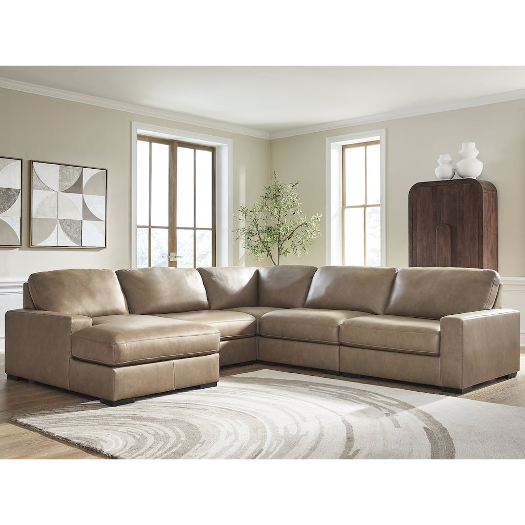 Signature Design by Ashley Veronella Brown 5-Piece Sectional with Chaise - 122" W x 130" D x 39" H