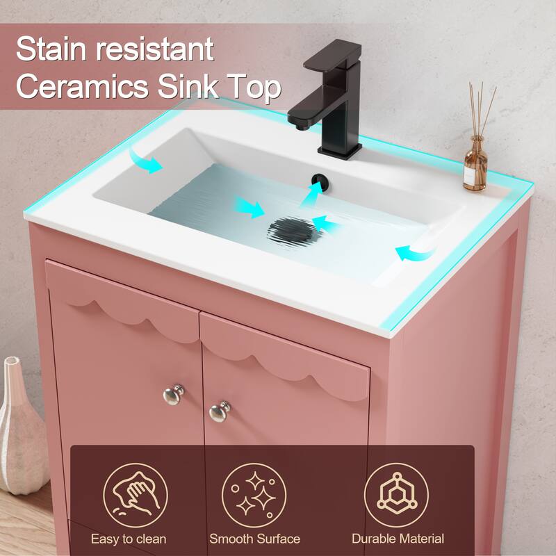 Lace Trim Freestanding Bathroom Vanity Set - Perfect for Bathrooms