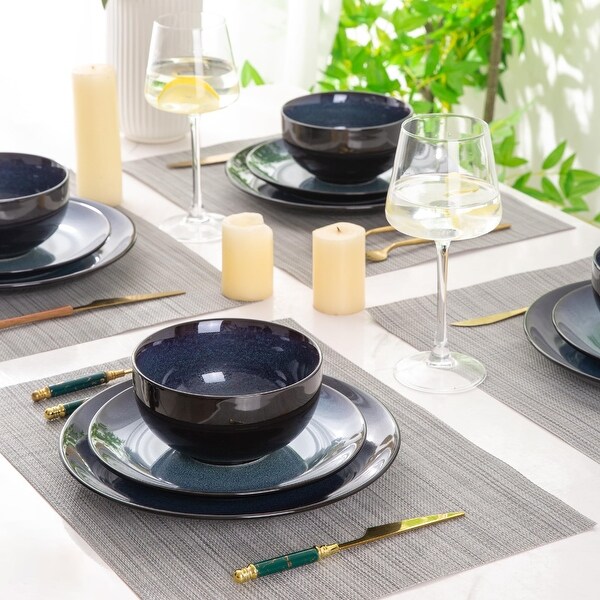Ceramic Dinnerware Sets for 4,Stoneware Coupe Plates and Bowls