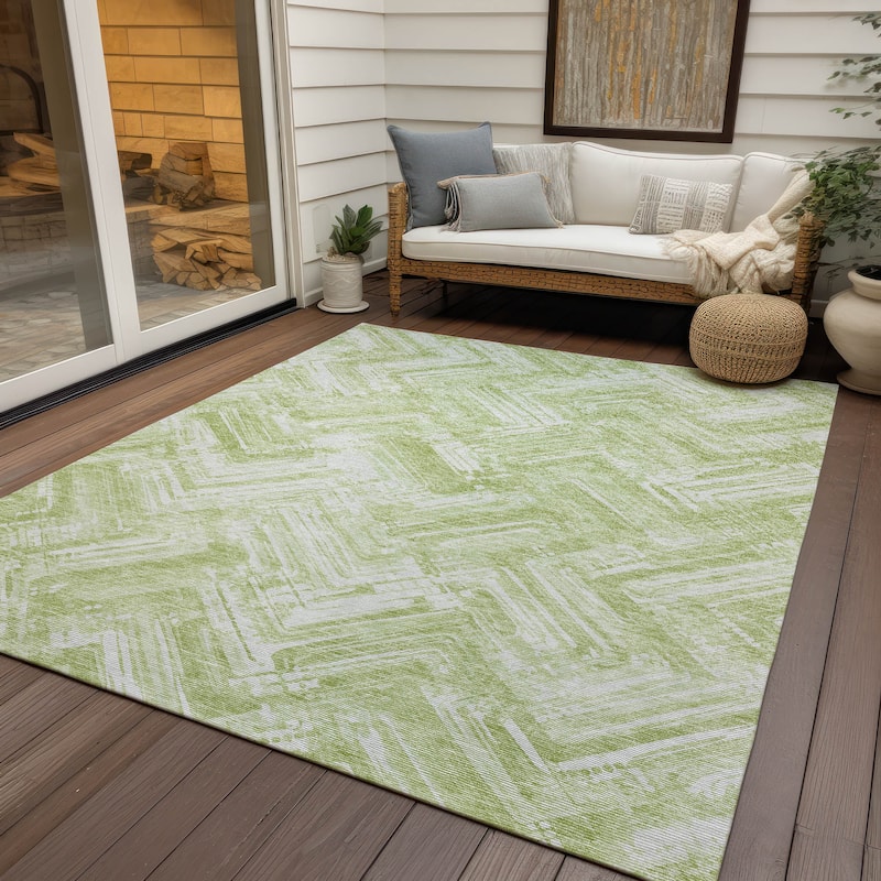 Machine Washable Indoor/ Outdoor Chantille Modern Chevron Rug