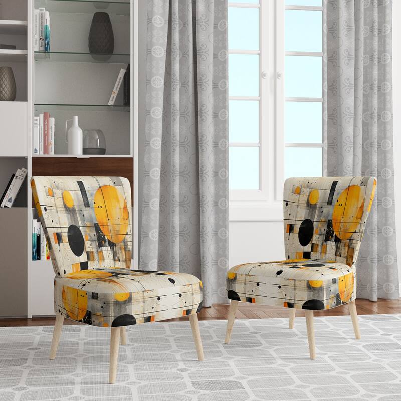 Designart "Geometric Abstraction III" Upholstered Abstract Shapes Accent Chair and Modern & Contemporary Arm Chair - Side Chair