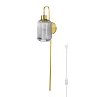 Adrienne River of Goods Smokey Glass and Metal Retro Wall Sconce - Smokey Purple - 5.375" x 8.625" x 32.25"