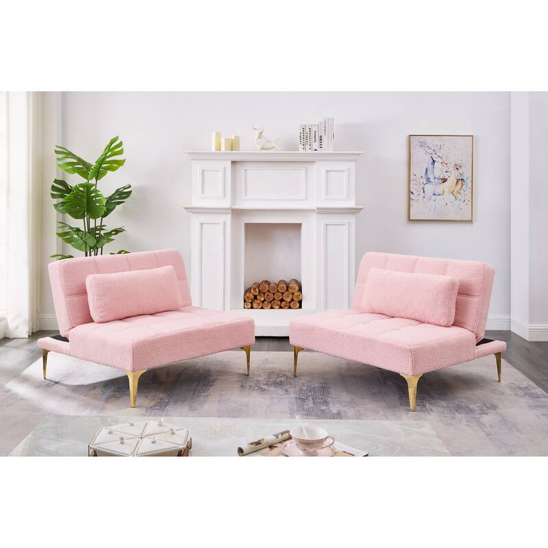 Convertible Sofa Bed with Teddy Fabric, Freely Configurable Sections