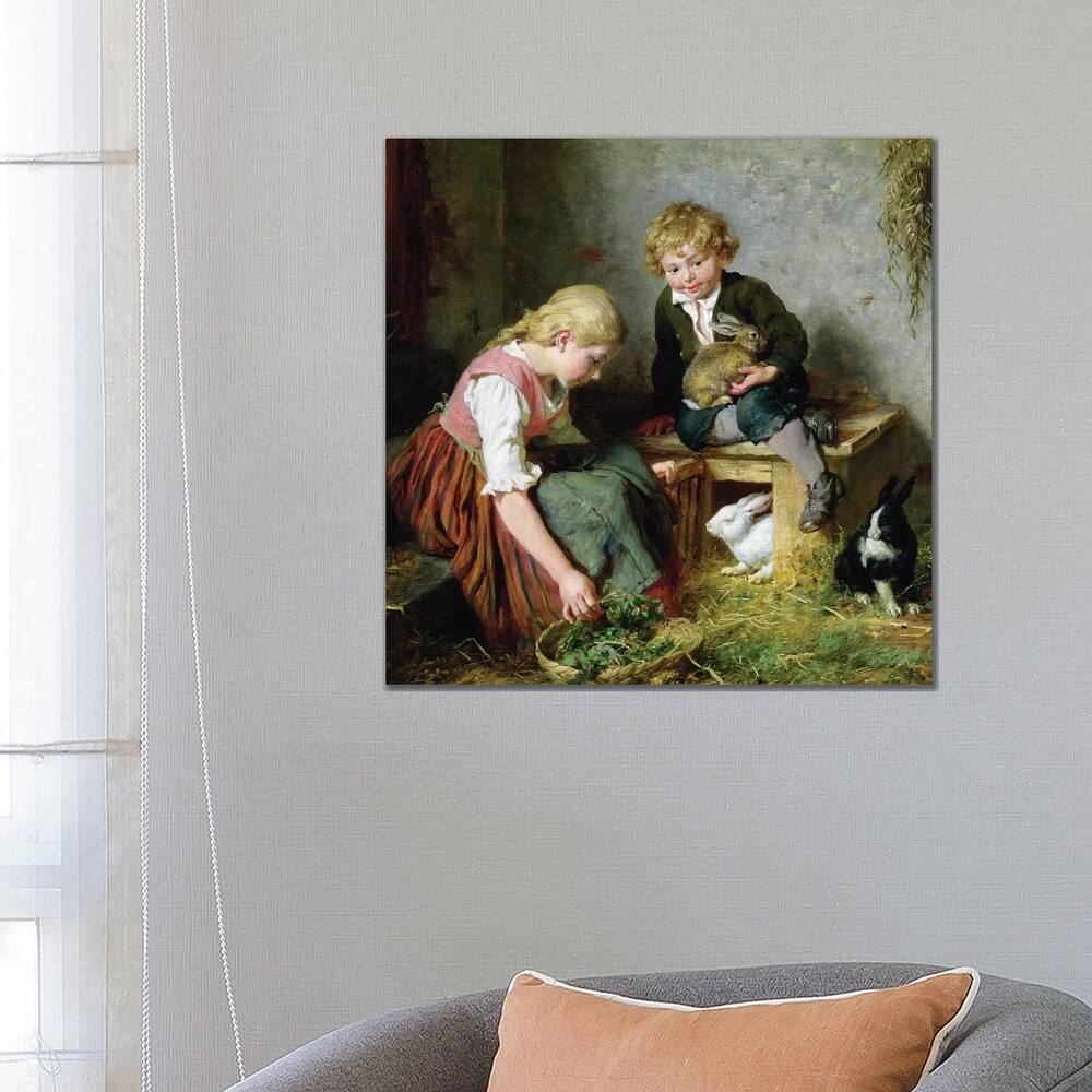 iCanvas "Feeding the Rabbits" by Felix Schlesinger Canvas Print