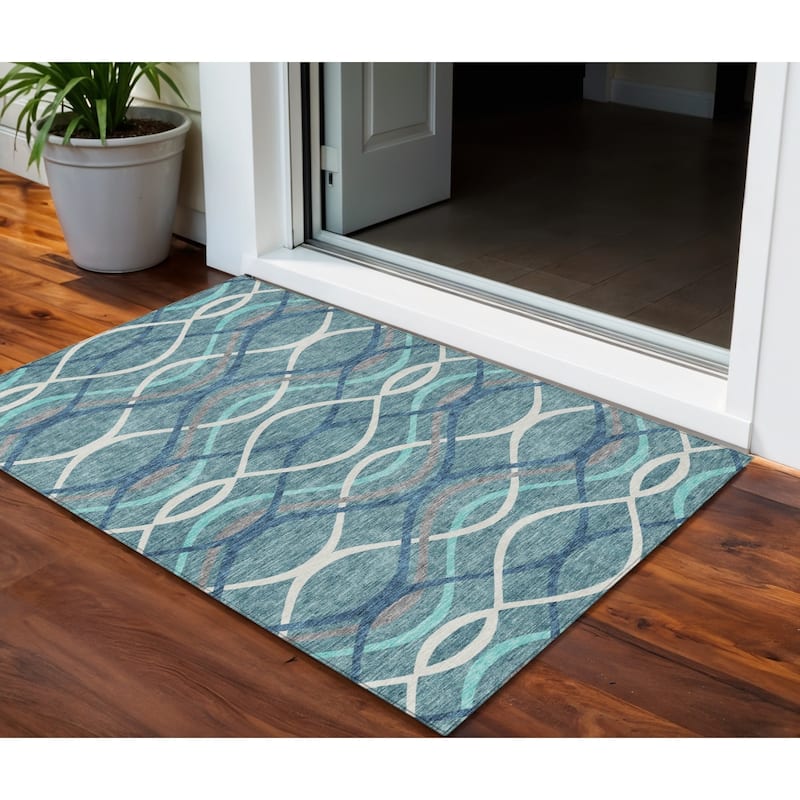 HomeRoots Abstract Transitional Rectangle Outdoor Rug - 3' x 5'