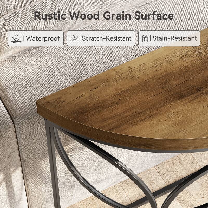 43'' Industrial Curved console table Behind Couch with Butterfly Frame