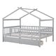 preview thumbnail 4 of 13, Gray Full Solid Wood House Bed with Two Drawers