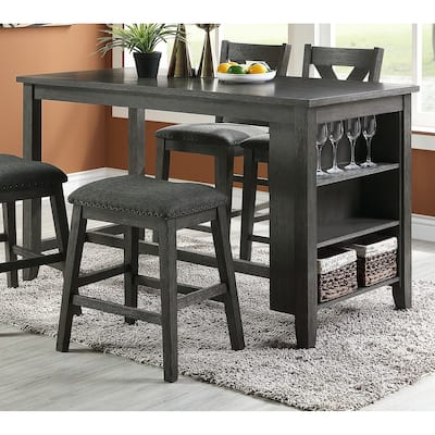 Modern Casual 1pc Counter Height High Dining Table w Storage Shelves Gray Finish Wooden Kitchen Breakfast Table Dining R