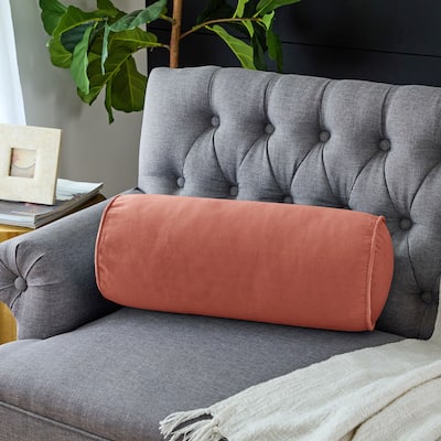 Sorra Home Solid Velvet Indoor Corded Bolster Pillow Single