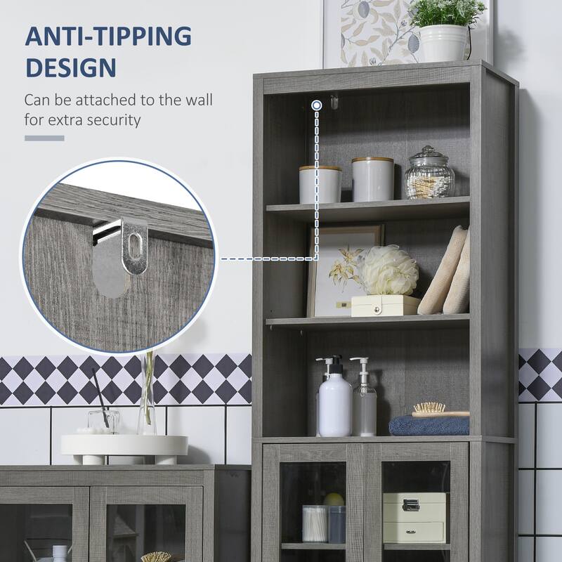 Kleankin Tall Bathroom Storage Cabinet With 3 Tier Shelf