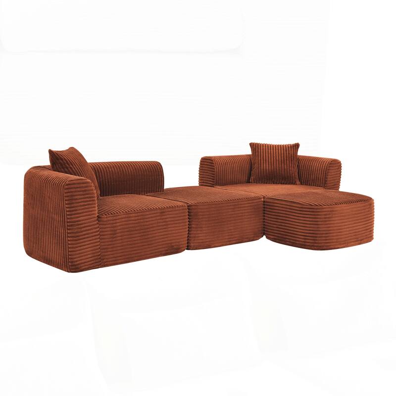 Sectional Couch with L-Shape Chaise, Modular Sofa with Movable Ottoman