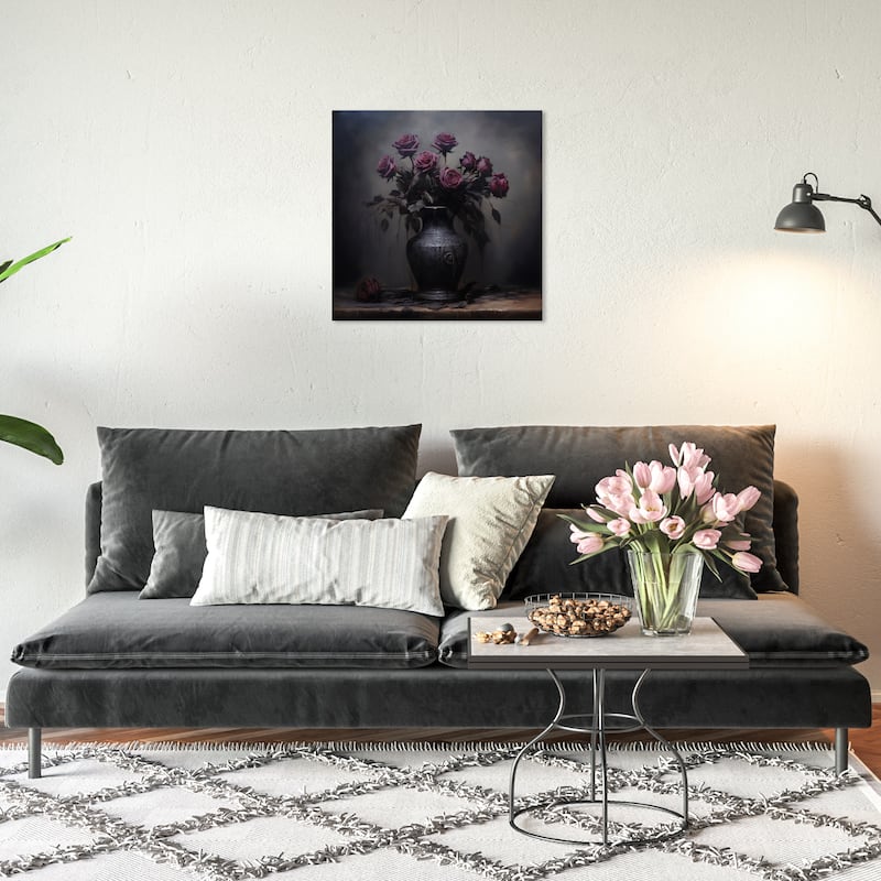 Wynwood Studio Canvas Classic and Figurative Light Off Still Life Purple and Dark Violet Traditional Wall Art Canvas Print - 20 x 20