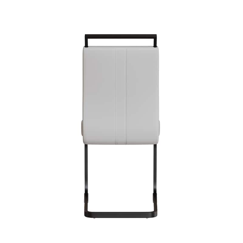 Modern 5-Piece Dining Set with Rectangular Glass Table & High Back Metal C-shaped Tube Chairs