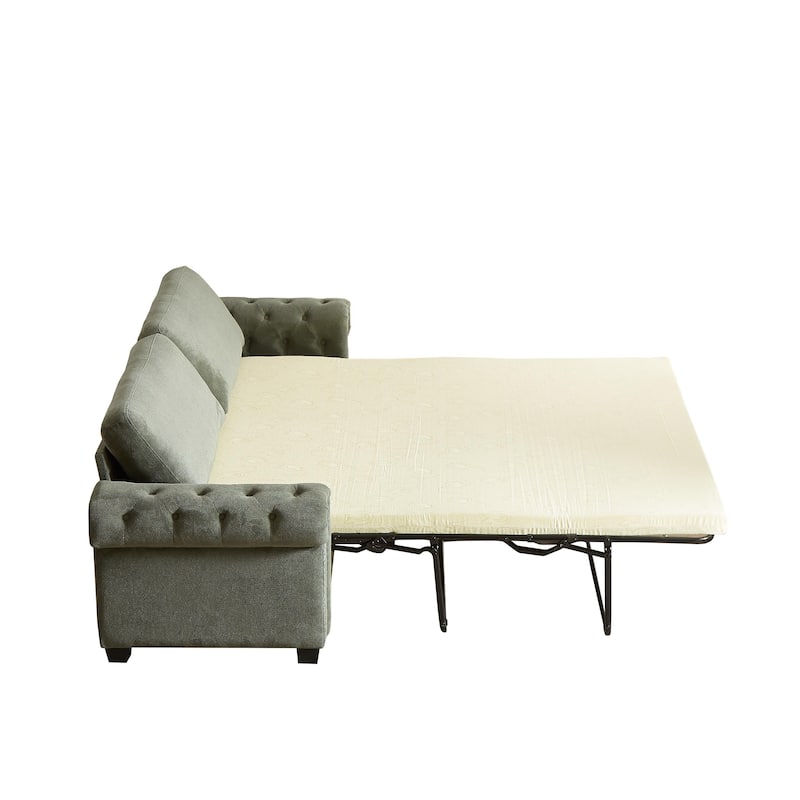 Green Polyester 3-seater Convertible Pullout Sofa Bed
