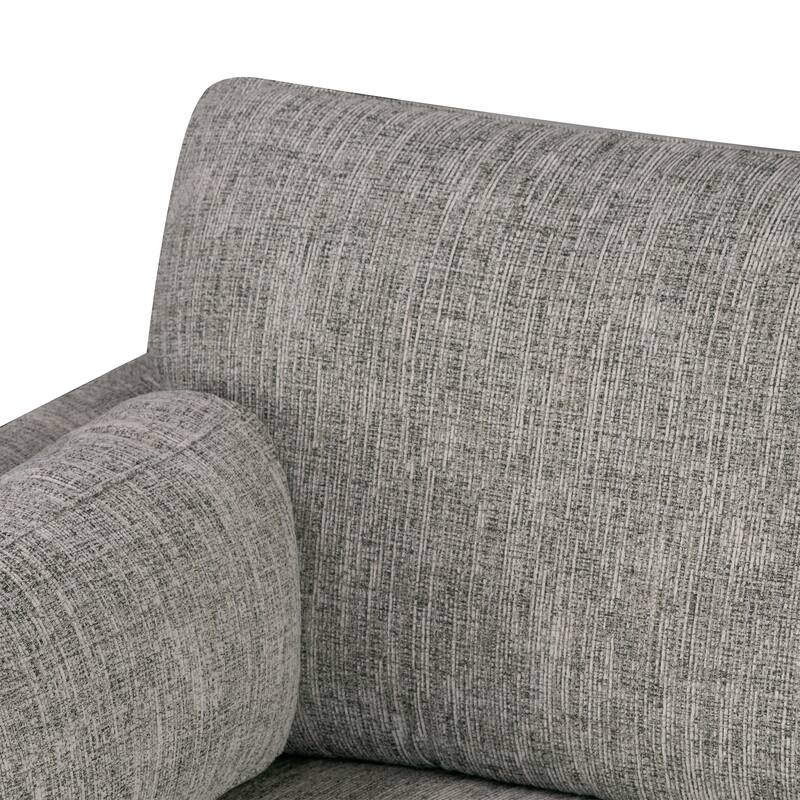 Birre Black and Ivory Blend Chenille Tweed Fabric Sofa with Walnut Legs