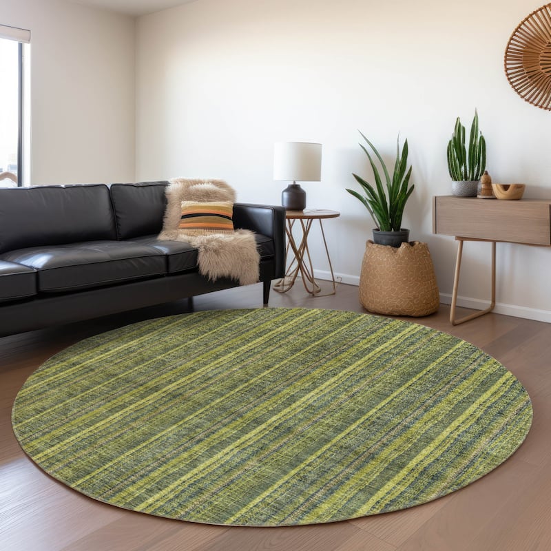 Machine Washable Indoor/ Outdoor Stripe Chantille Rug