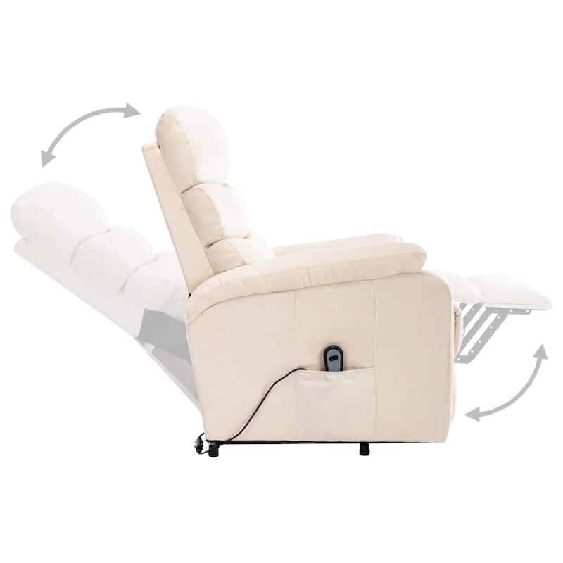 vidaXL Power Lift Massage Recliner Cream Fabric - 28.7" x 35.6" x 40.4"