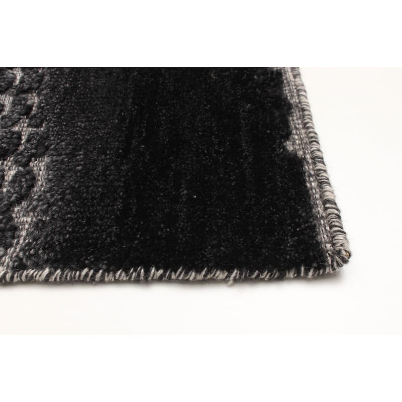 ECARPETGALLERY Hand-knotted Tangier Black Wool Rug - 2'11 x 4'11