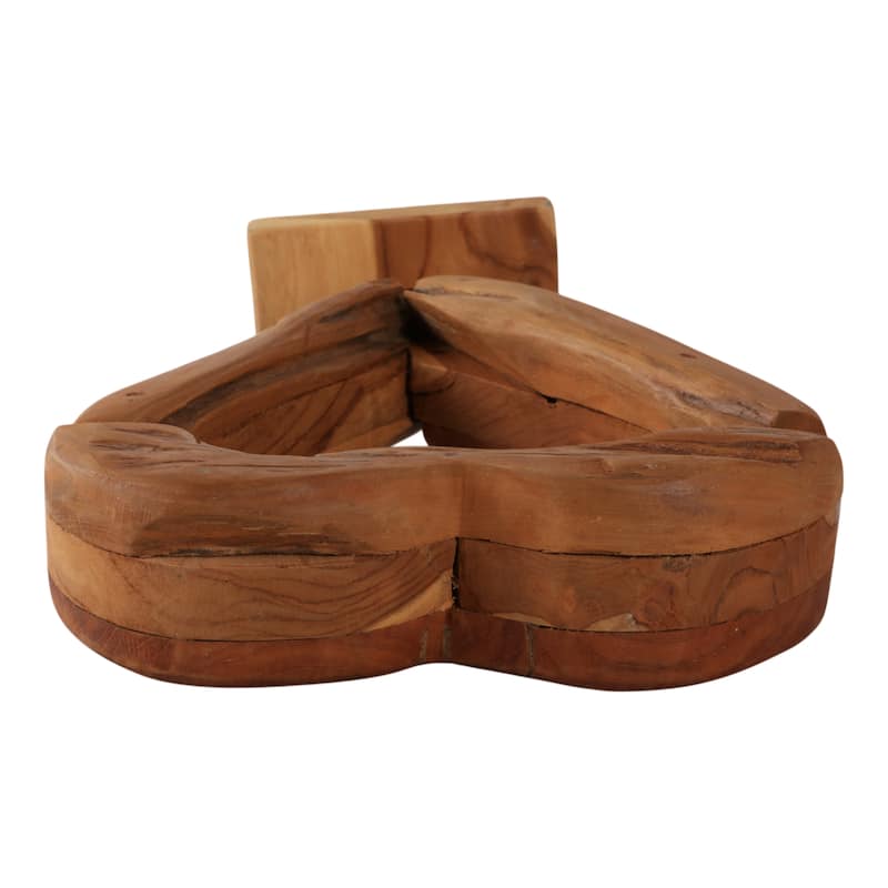 Teak Wood Heart Sculpture Natural Texture Rectangular Base - 15" Brown - 11.25" x 4" x 14.5"