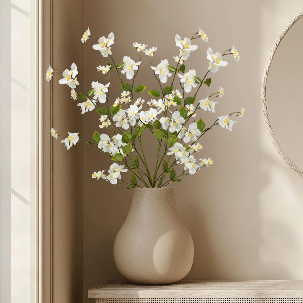 Japanese Anemone Artificial Floral Sprays - 45.5" - White and Yellow - Set of 4