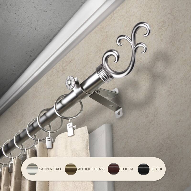 InStyleDesign Sway Adjustable Curtain Rod - 48 to 84 inches - Satin Nickel