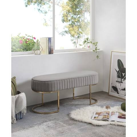 Set of 2 Julianne Velvet Bench with Metal Base