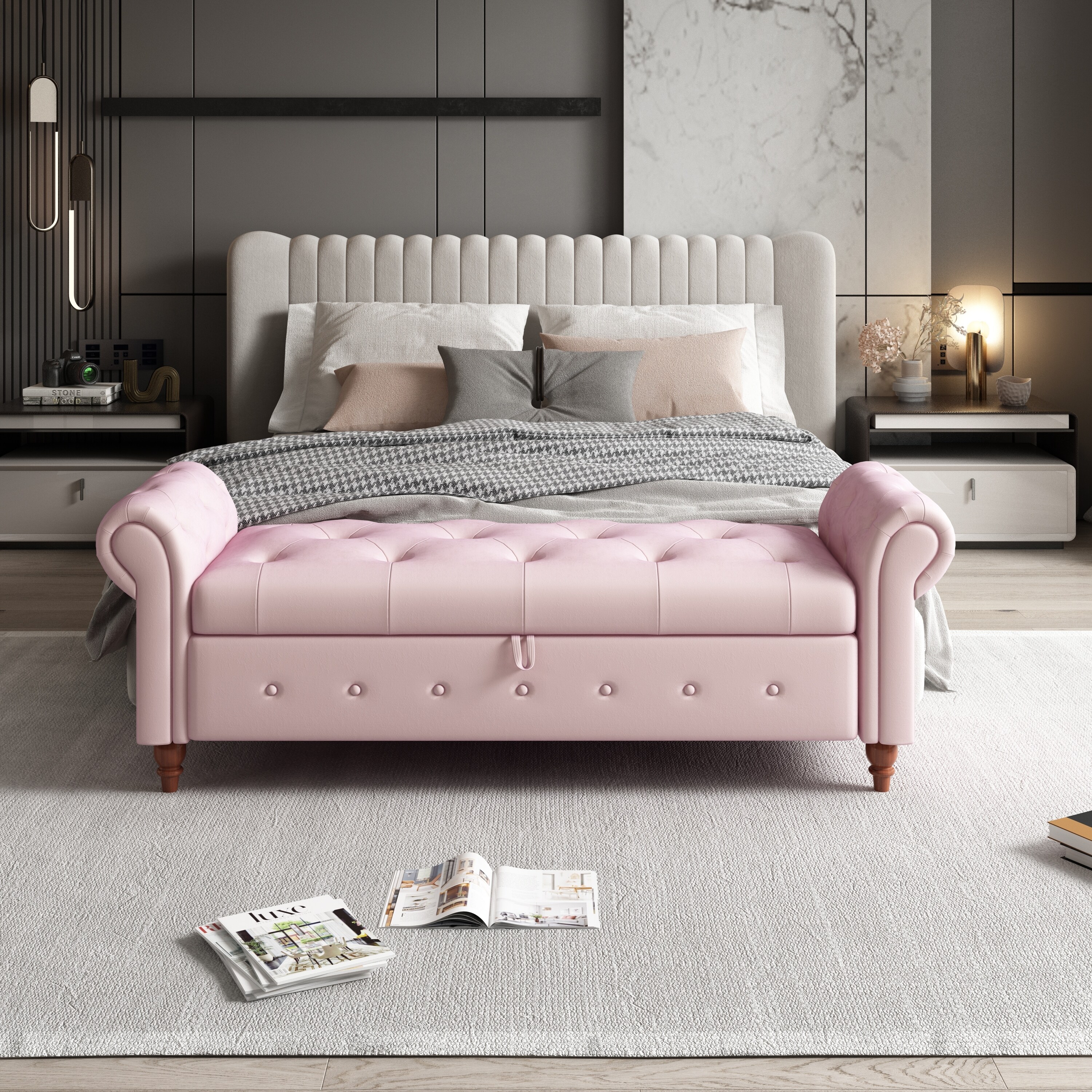 Velvet bed bench shop