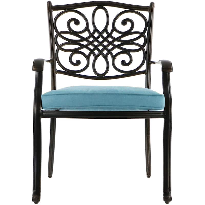 Hanover Traditions 11-Piece Dining Set in Blue with Four Swivel Rockers, Six Dining Chairs, and an Extra-Long Dining Table