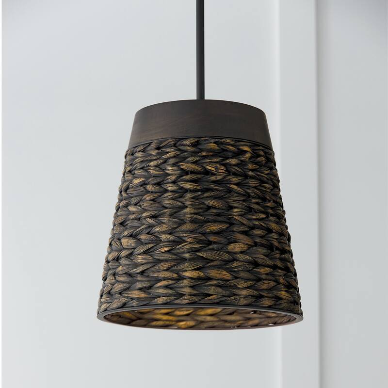 Tallulah 1-light Small Pendant w/ Mango Wood & Water Hyacinth