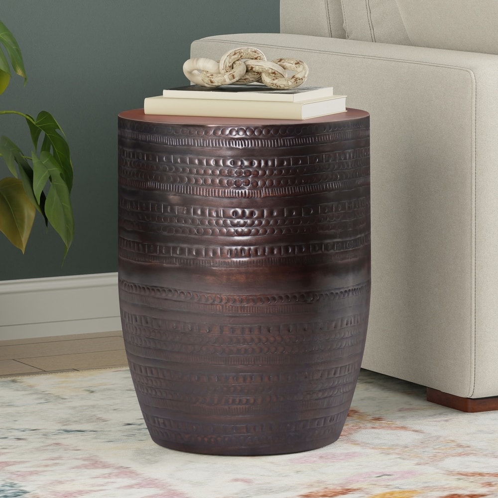 WYNDENHALL Jean 15" Wide Tribal Pattern Metal Accent Table & Assembled - 15"w x 15" d x 20" h