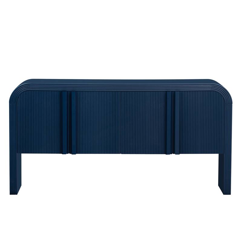Striped Storage Cabinet with 4 Doors, Adjustable - Navy Blue