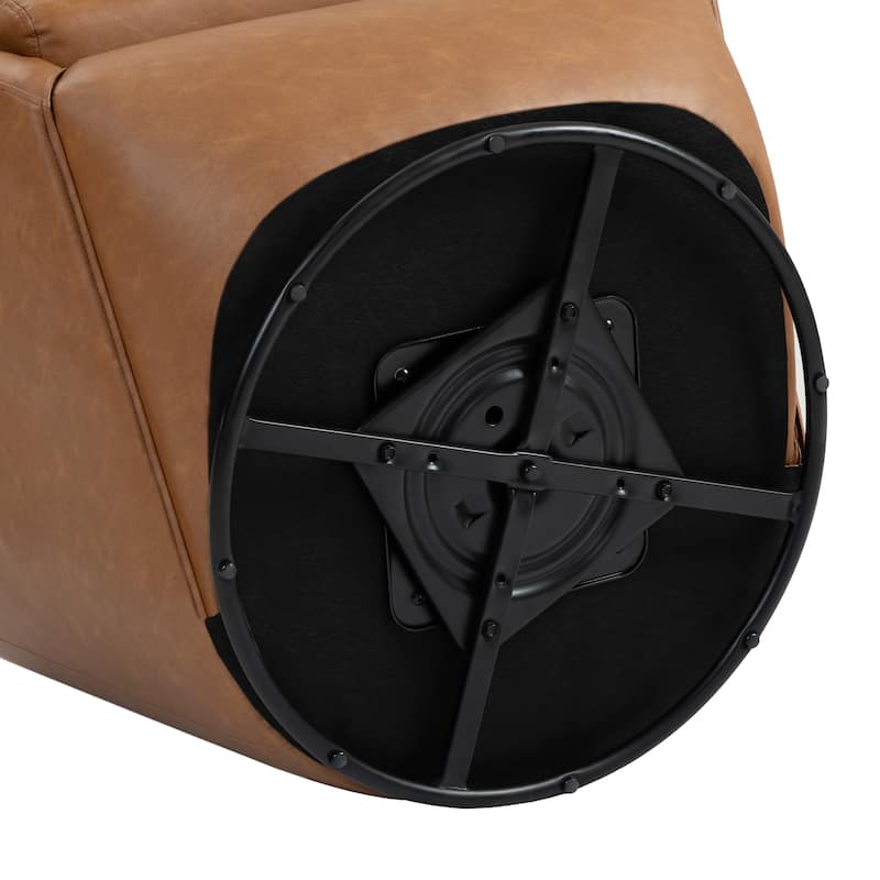 Vegan Leather Upholstered Swivel Barrel Accent Chair