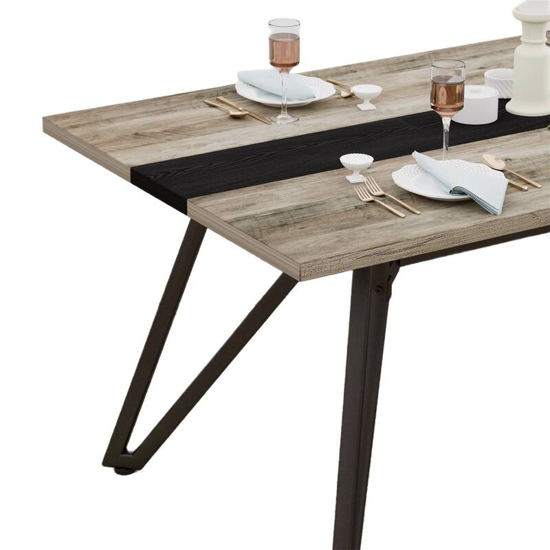 70.9" Rectangular Marble Dining Table with Adjustable Legs - Seats 8
