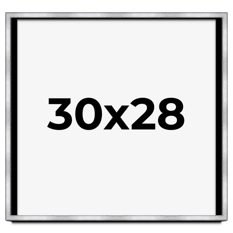 30x28 Shadow Box Frame Silver | 1.375 Inches Deep Real Wood
