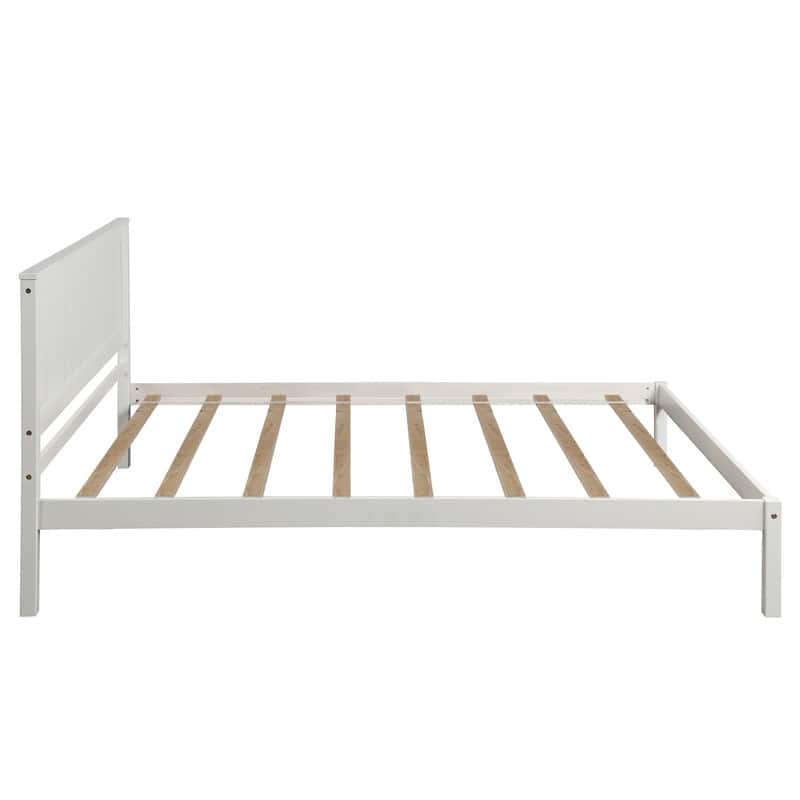 Twin Size Platform Bed with Headboard, Wood Slat Support