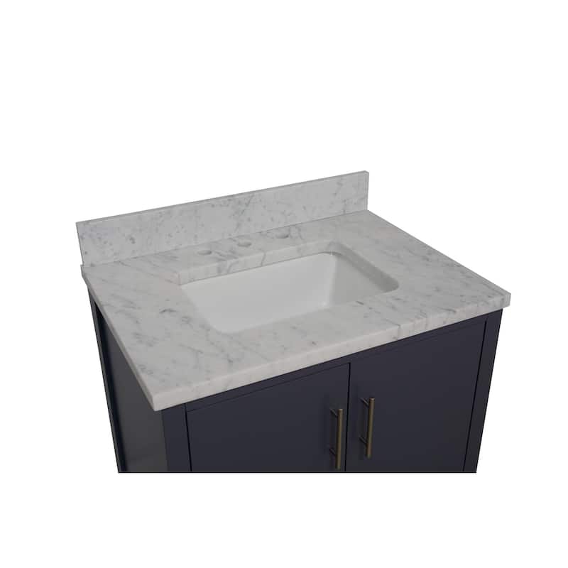 KitchenBathCollection California 30" Bathroom Vanity with Carrara Marble Top