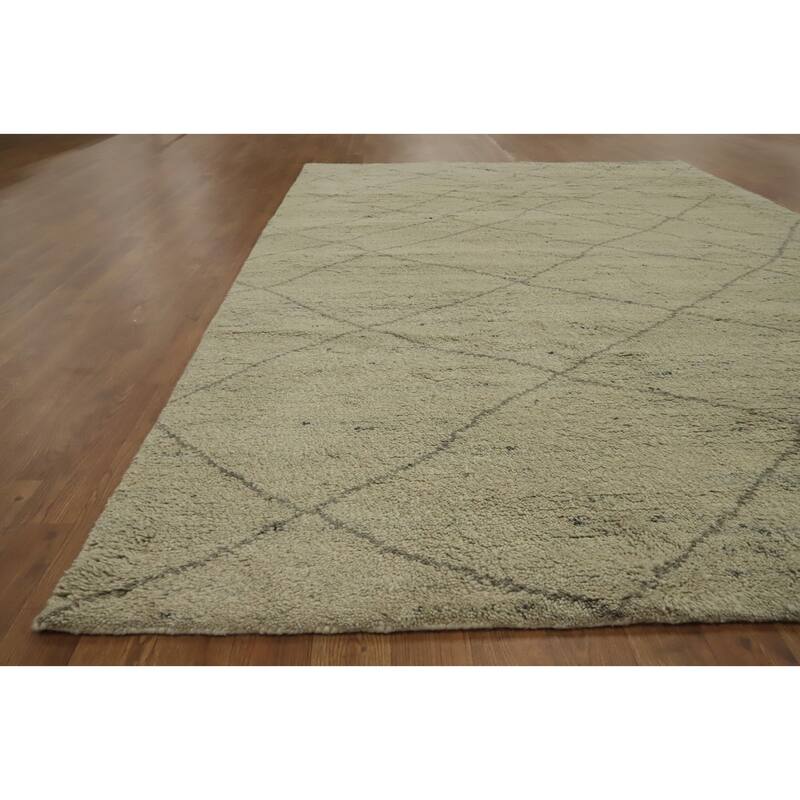 Moroccan Indian Area Rug, Hand-Knotted Wool Carpet - 9' 0'' X 6' 0''