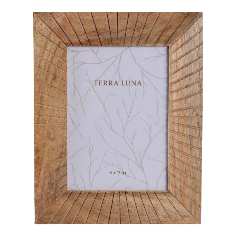 Wood Glass Picture Frame Construction Textured Boho Style - 5x7" Brown - Brown - 9.5" x 7.5" x 0.5"