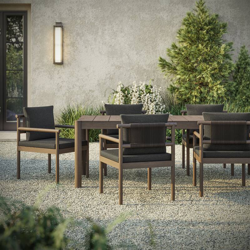 Eleni 7 Piece Outdoor Patio Teak Wood Dining Set