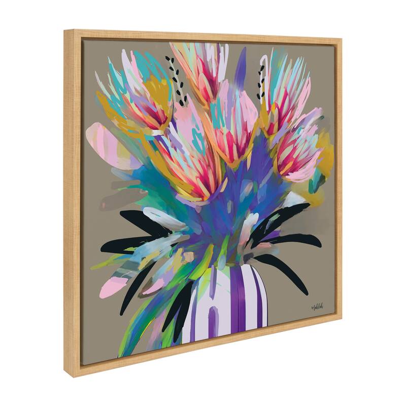 Kate and Laurel Sylvie Bright Flowers Frame Canvas by Inkheart Designs - 22x22 - Natural