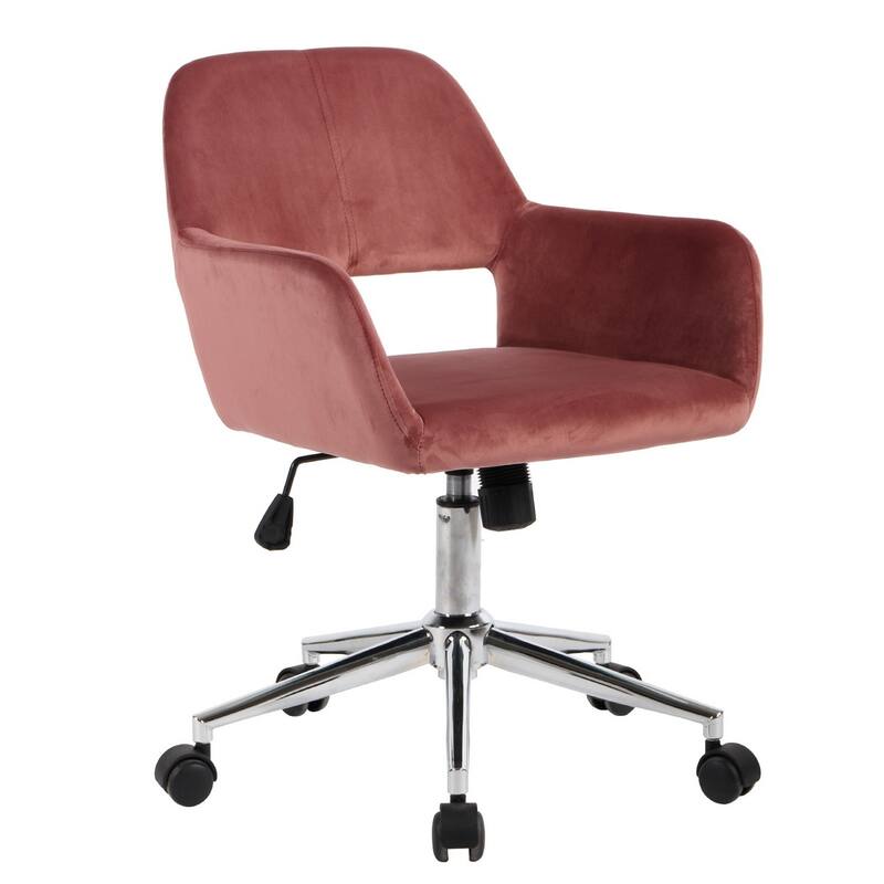 Homylin Modern Velvet Upholstered Task Chair with 360 Degree Swivel - Red