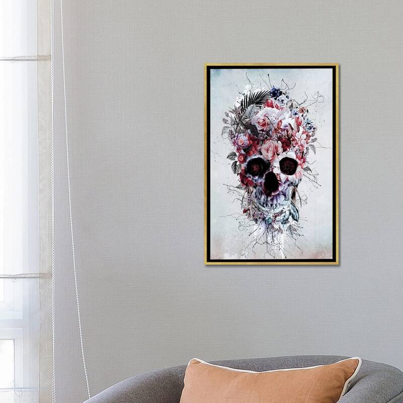 iCanvas "Floral Skull RPE" by Riza Peker Framed Canvas Print