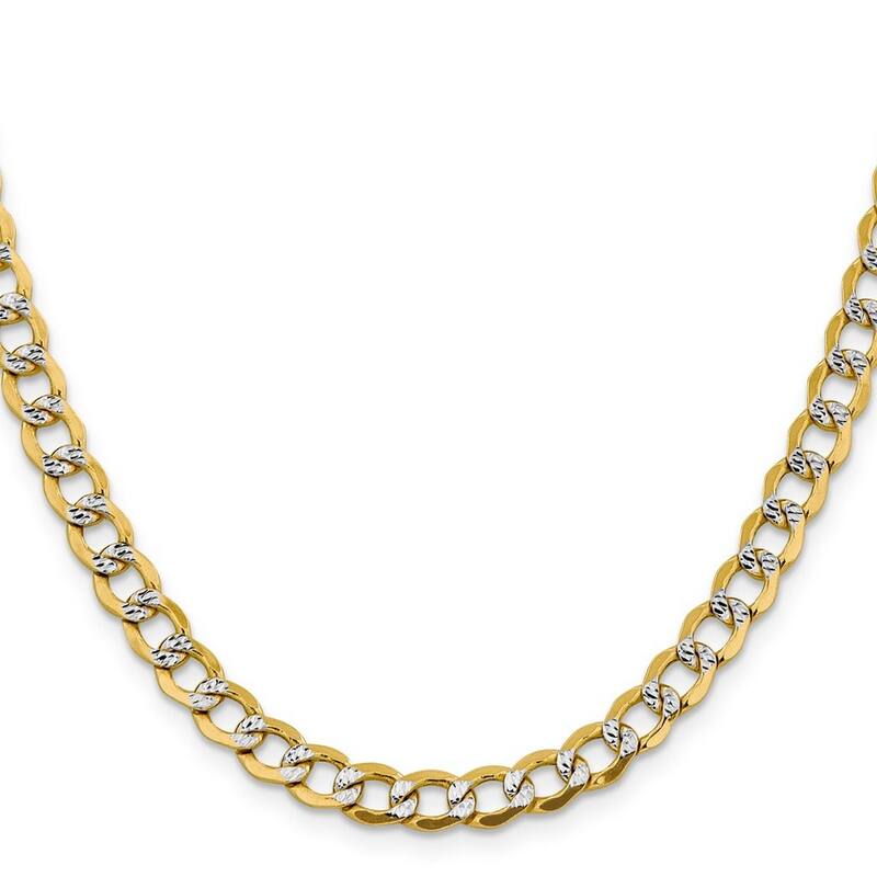 Curata 14k 6.75mm Semi solid Pave Curb Chain Bracelet 8 Inch