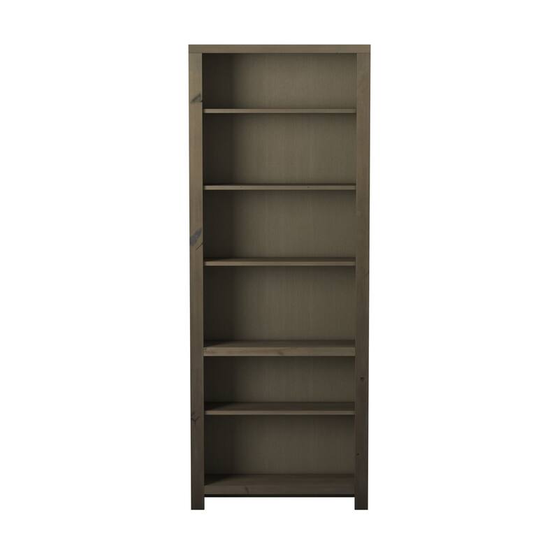 Bridgevine Home Joshua Creek 84 inch high 6-shelf Bookcase, No Assembly Required, Barnwood Finish