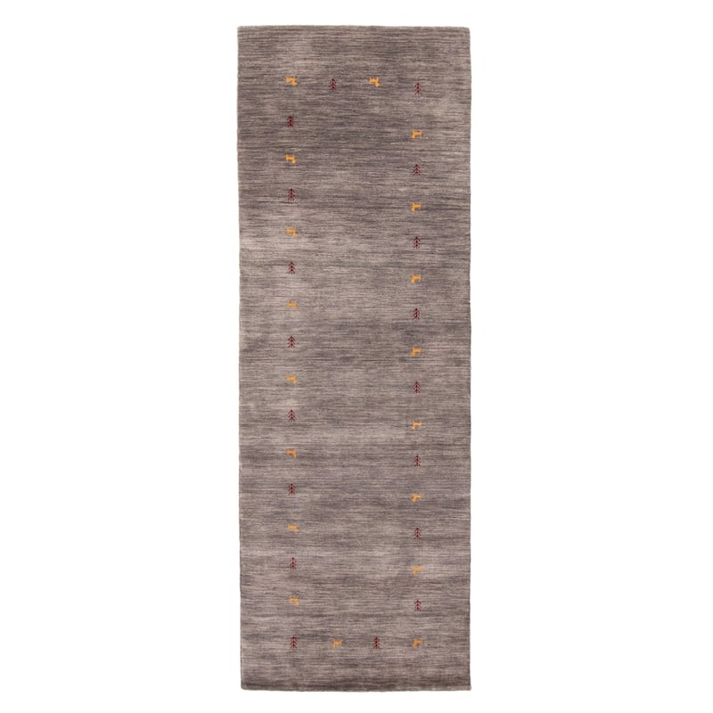 ECARPETGALLERY Hand Loomed Kashkuli Gabbeh Grey Wool Rug - 2'6 x 7'6