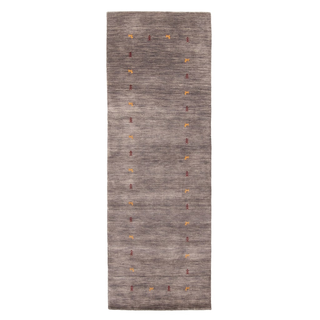 ECARPETGALLERY Hand Loomed Kashkuli Gabbeh Grey Wool Rug - 2'6 x 7'6