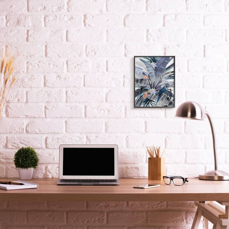 Stupell Tropical Jungle Nature Parrot Bird Floral Scene Framed Wall Art