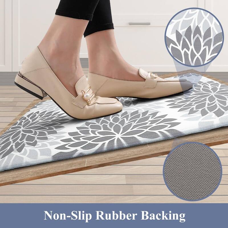 Anti Fatigue Kitchen Rug Sets 2 Piece Non Slip Kitchen Mats - 17.3"x48"+17.3"x28"-0.4"Th